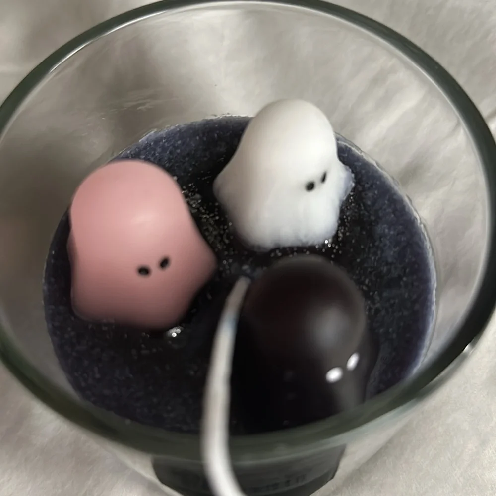 Ghost Trio Candle Martha Stewart Halloween Pink Purple White Ghosts Three 3